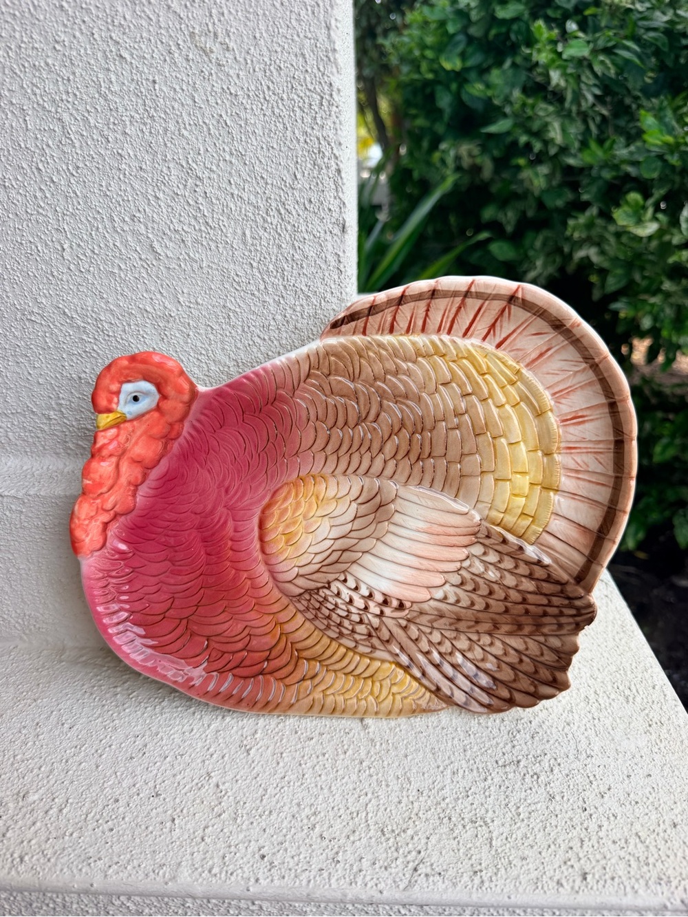 Vintage Otagiri Japan Turkey Platter 11” Hand Painted Thanksgiving Serving Dish